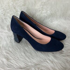 Kate Spade Blue Suede Glitter Heel Pumps 8M